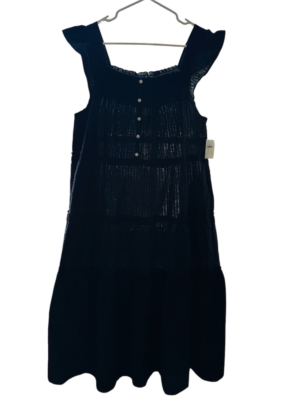 Old Navy Black Flutter Sleeve  Tiered Smocked Midi Dress